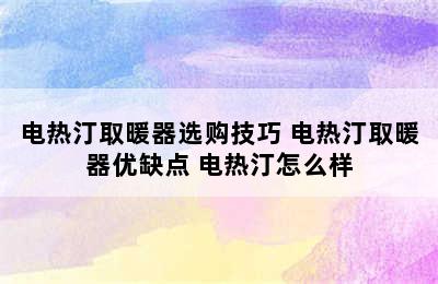 电热汀取暖器选购技巧 电热汀取暖器优缺点 电热汀怎么样